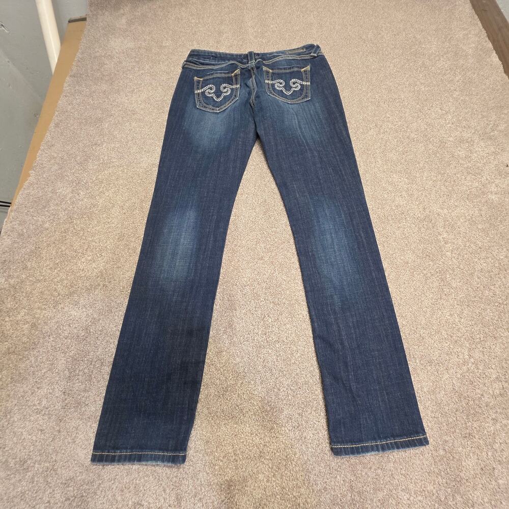 y2k 00s indie sleaze ReBock Express Skinny Jeans 10 Dark Wash Indigo Embroidered